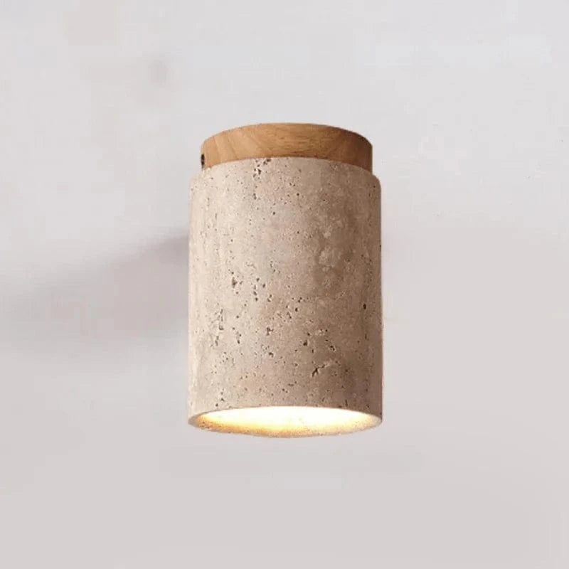 Japansk Rund Travertine Sten Loftslampe - Wabi Sabi - Træ - Lysekrone Ceiling Light Fixtures Danmarkmode.dk