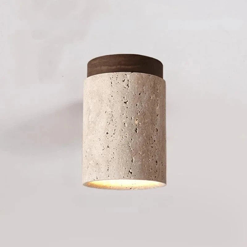 Japansk Rund Travertine Sten Loftslampe - Wabi Sabi - Træ - Lysekrone Ceiling Light Fixtures Danmarkmode.dk