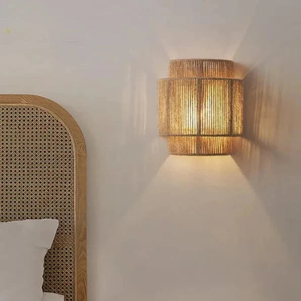Japansk Stil Hemp Rope Væglampe - Bohemian - Bambus - Vintage Wall Light Fixtures Danmarkmode.dk