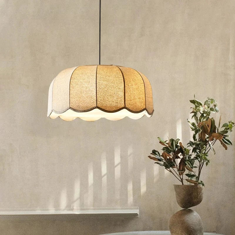 Japansk Stof Scalloped Lysekrone - Pendel Lampe - Boho Style - LED Ceiling Light Fixtures Danmarkmode.dk