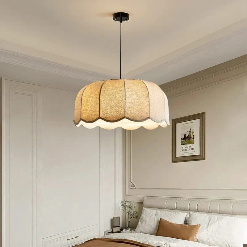 Japansk Stof Scalloped Lysekrone - Pendel Lampe - Boho Style - LED Ceiling Light Fixtures Danmarkmode.dk