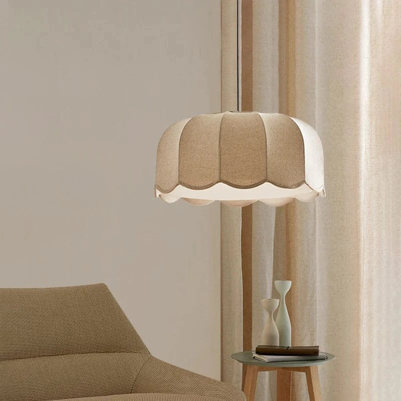 Japansk Stof Scalloped Lysekrone - Pendel Lampe - Boho Style - LED Ceiling Light Fixtures Danmarkmode.dk
