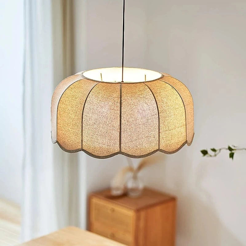 Japansk Stof Scalloped Lysekrone - Pendel Lampe - Boho Style - LED Ceiling Light Fixtures Danmarkmode.dk