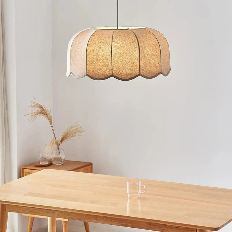 Japansk Stof Scalloped Lysekrone - Pendel Lampe - Boho Style - LED Ceiling Light Fixtures Danmarkmode.dk