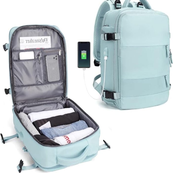 Kan udvides Kabine Rejse Rygsæk - Vandtæt - Anti-Theft - USB Opladningsport Backpacks Danmarkmode.dk