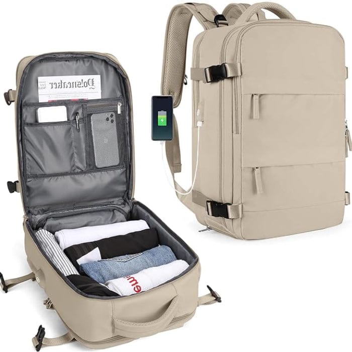 Kan udvides Kabine Rejse Rygsæk - Vandtæt - Anti-Theft - USB Opladningsport Backpacks Danmarkmode.dk