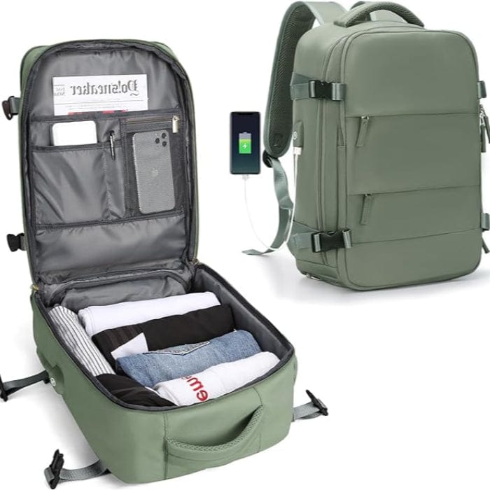 Kan udvides Kabine Rejse Rygsæk - Vandtæt - Anti-Theft - USB Opladningsport Backpacks Danmarkmode.dk