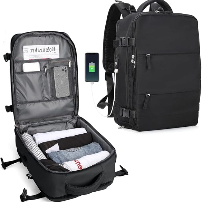 Kan udvides Kabine Rejse Rygsæk - Vandtæt - Anti-Theft - USB Opladningsport Backpacks Danmarkmode.dk