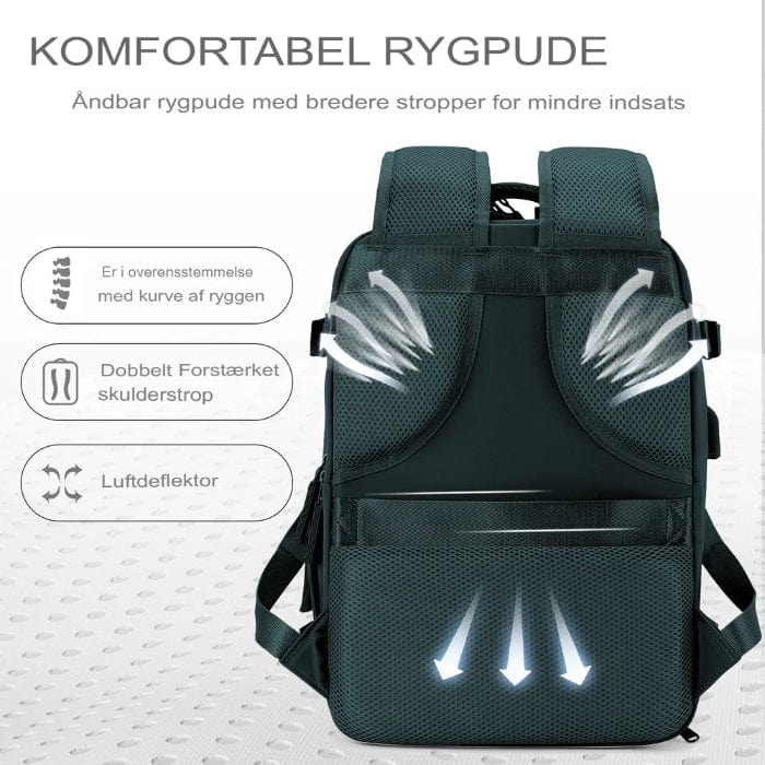 Kan udvides Kabine Rejse Rygsæk - Vandtæt - Anti-Theft - USB Opladningsport Backpacks Danmarkmode.dk