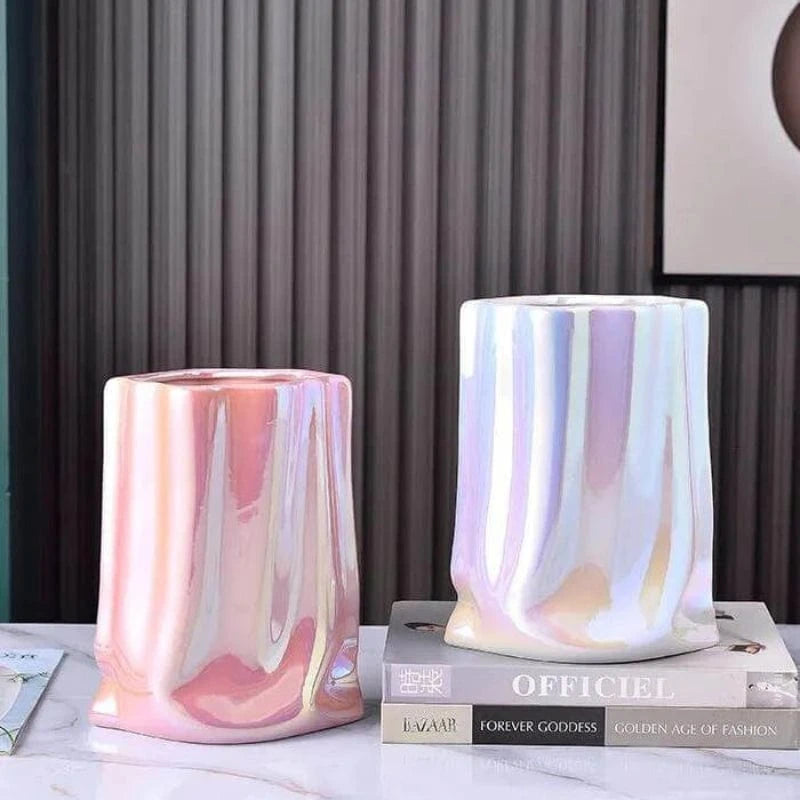 Keramik Taskeform Bordplade Vaser - Metalisk - Blomsterfod - Boligindretning Vases Danmarkmode.dk