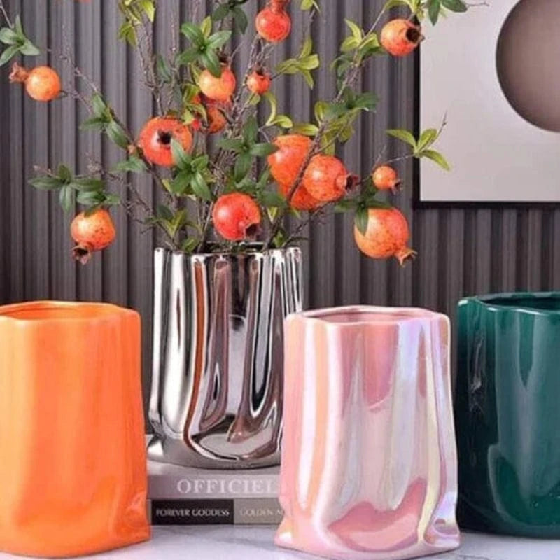 Keramik Taskeform Bordplade Vaser - Metalisk - Blomsterfod - Boligindretning Vases Danmarkmode.dk