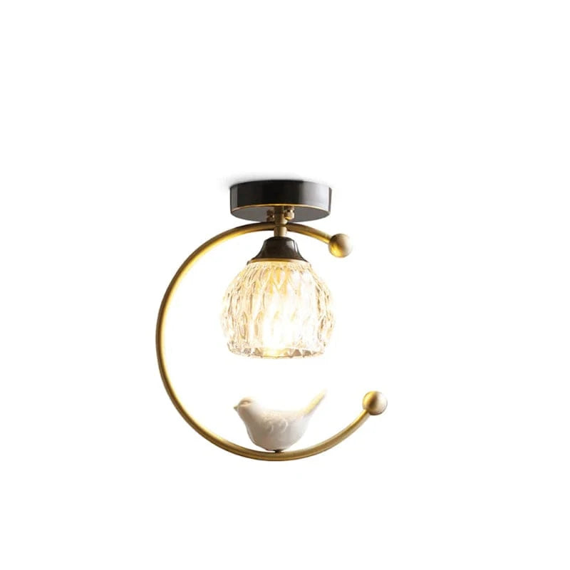 Keramisk Fugl Krystal LED Loftslampe - Guld Messing - G9 Pære - Moderne Ceiling Light Fixtures Danmarkmode.dk
