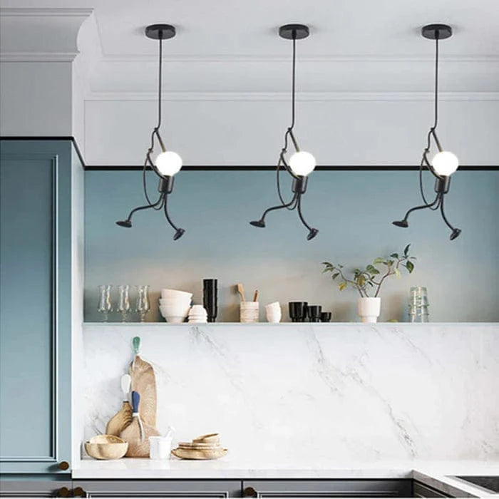 Klatring Lille Mand Pendel Lampe - Jern - Retro - Industriel Lampe Ceiling Light Fixtures Danmarkmode.dk