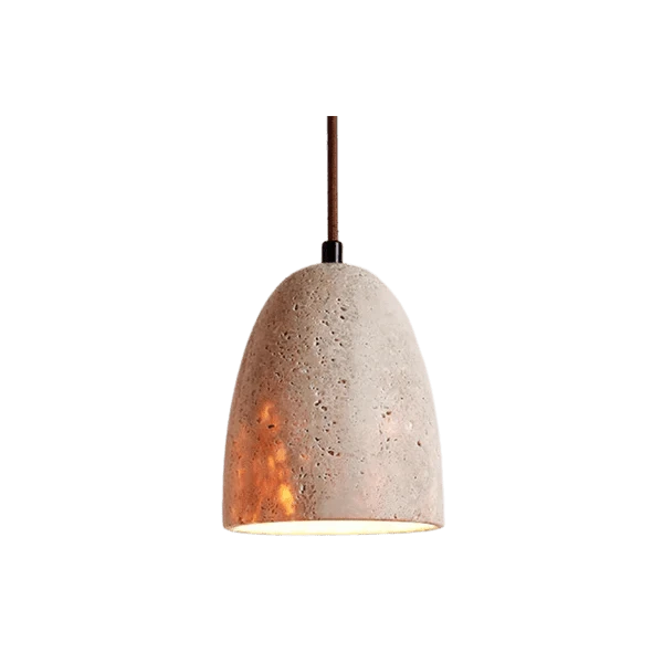 Klokken Travertin Pendel Lampe - Wabi Sabi - Sten - ø 12cm Ceiling Light Fixtures Danmarkmode.dk