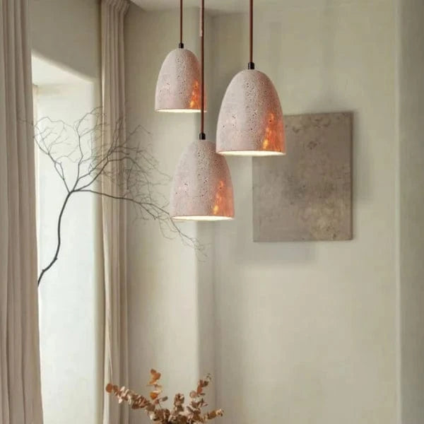 Klokken Travertin Pendel Lampe - Wabi Sabi - Sten - ø 12cm Ceiling Light Fixtures Danmarkmode.dk