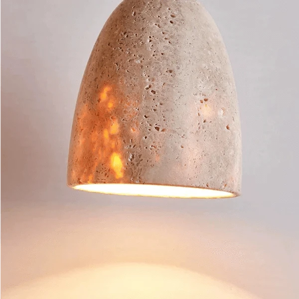 Klokken Travertin Pendel Lampe - Wabi Sabi - Sten - ø 12cm Ceiling Light Fixtures Danmarkmode.dk