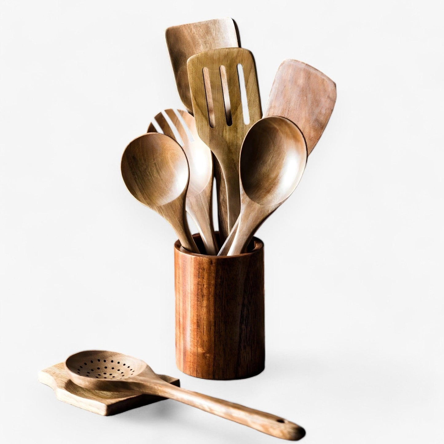 Køkkenredskaber I Træ - 9 Stykker Køkkengrej - Holdbart Køkkenudstyr I Teaktræ Kitchen Tools & Utensils Danmarkmode.dk