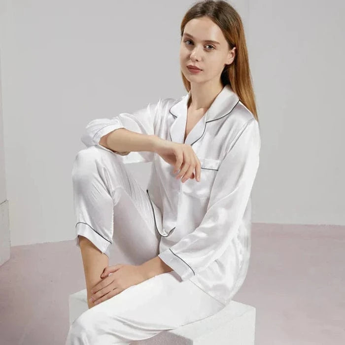 Komfortabel Silke Pyjamas Dame - Nattøj - Matchende Sæt Pajamas Danmarkmode.dk