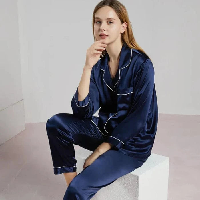 Komfortabel Silke Pyjamas Dame - Nattøj - Matchende Sæt Pajamas Danmarkmode.dk