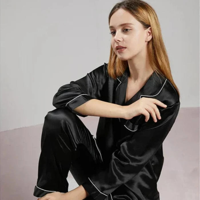 Komfortabel Silke Pyjamas Dame - Nattøj - Matchende Sæt Pajamas Danmarkmode.dk