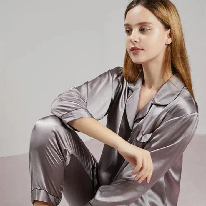 Komfortabel Silke Pyjamas Dame - Nattøj - Matchende Sæt Pajamas Danmarkmode.dk