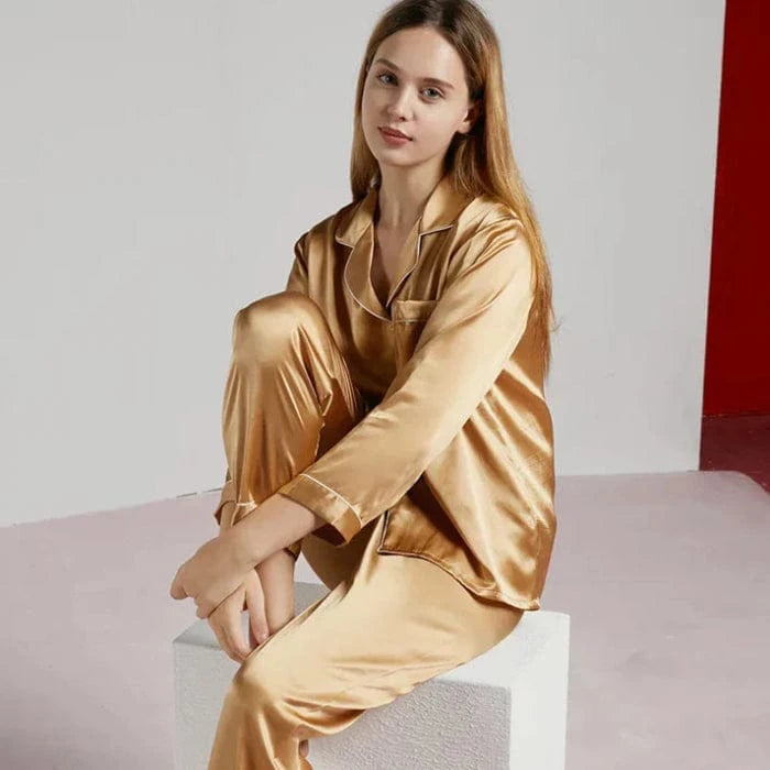 Komfortabel Silke Pyjamas Dame - Nattøj - Matchende Sæt Pajamas Danmarkmode.dk