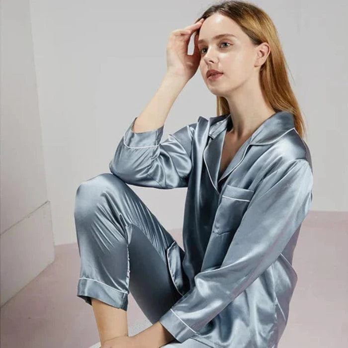 Komfortabel Silke Pyjamas Dame - Nattøj - Matchende Sæt Pajamas Danmarkmode.dk