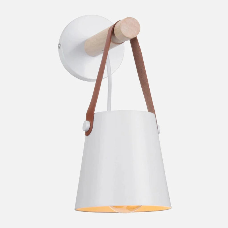 Læderrem Træstang Væglampe - Jern - Matte - 40W Wall Light Fixtures Danmarkmode.dk
