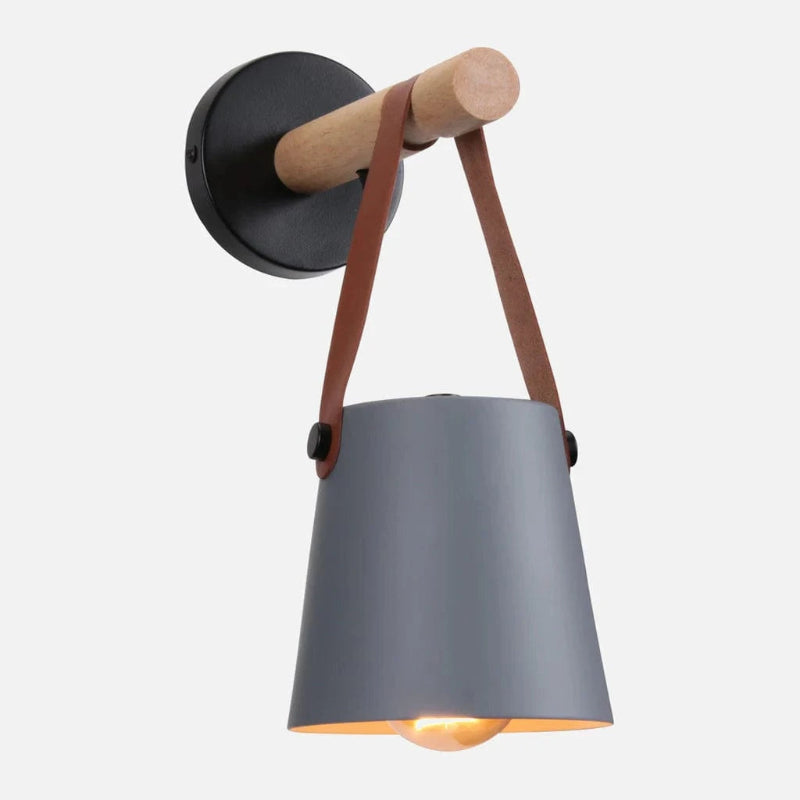 Læderrem Træstang Væglampe - Jern - Matte - 40W Wall Light Fixtures Danmarkmode.dk