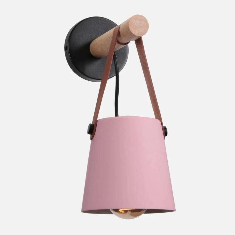 Læderrem Træstang Væglampe - Jern - Matte - 40W Wall Light Fixtures Danmarkmode.dk