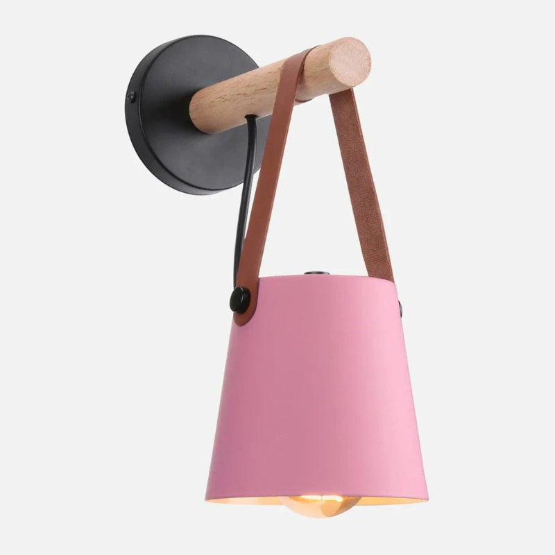 Læderrem Træstang Væglampe - Jern - Matte - 40W Wall Light Fixtures Danmarkmode.dk