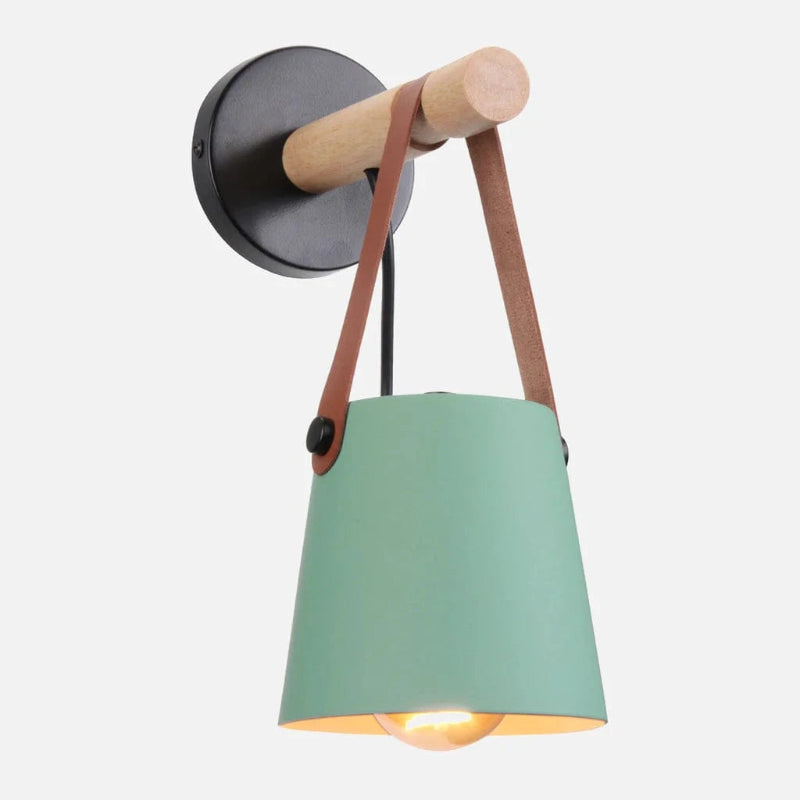 Læderrem Træstang Væglampe - Jern - Matte - 40W Wall Light Fixtures Danmarkmode.dk