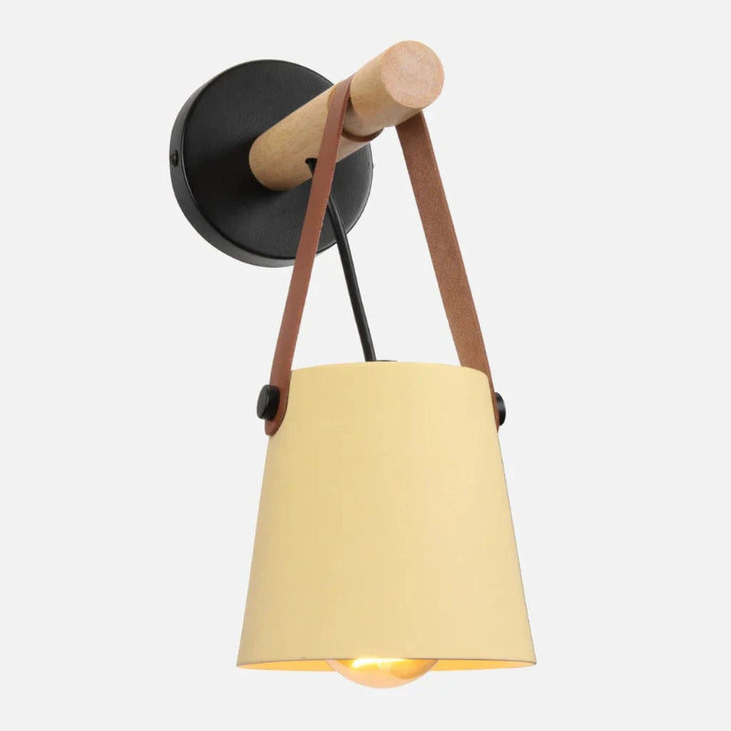 Læderrem Træstang Væglampe - Jern - Matte - 40W Wall Light Fixtures Danmarkmode.dk