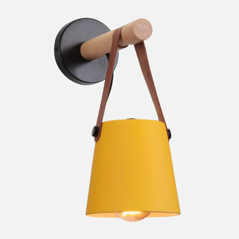 Læderrem Træstang Væglampe - Jern - Matte - 40W Wall Light Fixtures Danmarkmode.dk