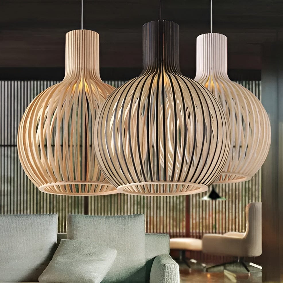 Lam I Træ Pendel Lampe - Vintage Lampe - Justerbar Pendant Lights Danmarkmode.dk