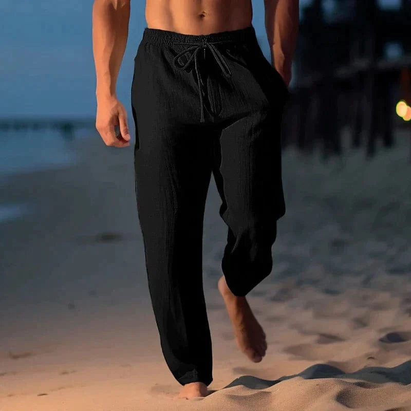 “Lauge Sommer Hørbukser Mænd, Lette, Åndbare, Casual, Mørkeblå, Komfortable” Trousers Danmarkmode.dk