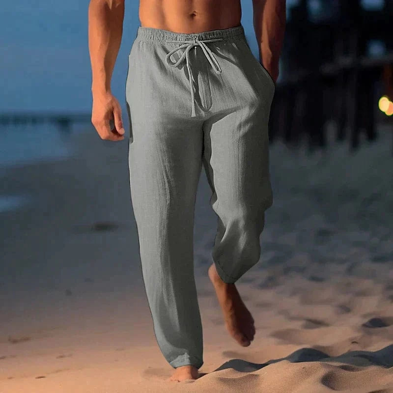 “Lauge Sommer Hørbukser Mænd, Lette, Åndbare, Casual, Mørkeblå, Komfortable” Trousers Danmarkmode.dk