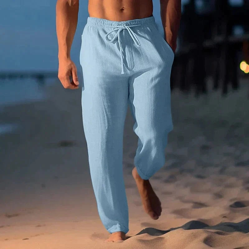 “Lauge Sommer Hørbukser Mænd, Lette, Åndbare, Casual, Mørkeblå, Komfortable” Trousers Danmarkmode.dk