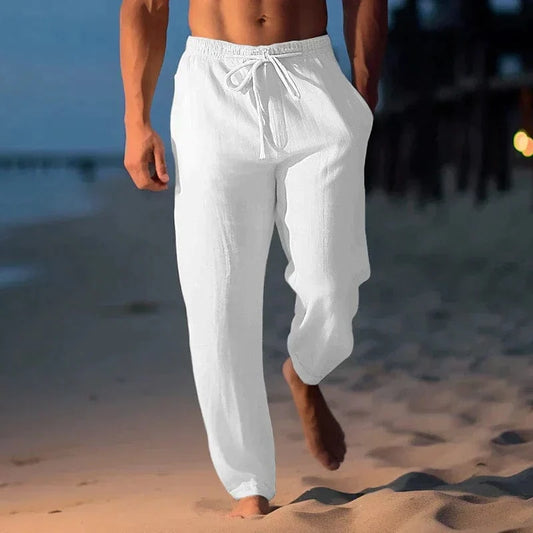 “Lauge Sommer Hørbukser Mænd, Lette, Åndbare, Casual, Mørkeblå, Komfortable” Trousers Danmarkmode.dk