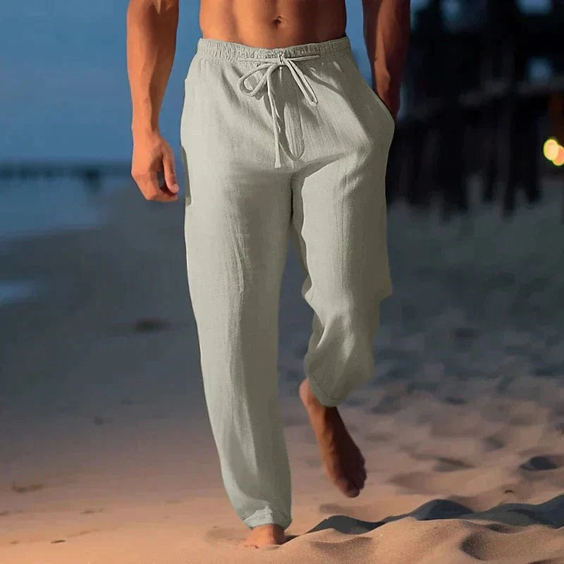 “Lauge Sommer Hørbukser Mænd, Lette, Åndbare, Casual, Mørkeblå, Komfortable” Trousers Danmarkmode.dk