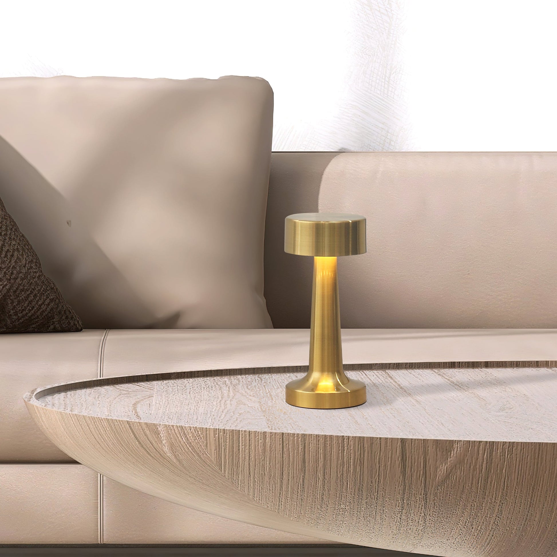 LED Bordlampe Messing - Trådløs - Moderne Design - Energisparende Lampe Table Lamp Danmarkmode.dk