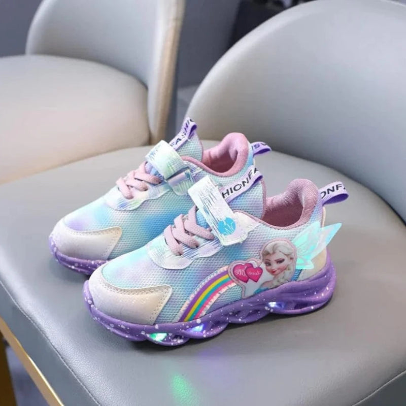 LED Lys Princess Elsa Sneakers Børn - Disney - Mesh - Frozen Sneakers Danmarkmode.dk