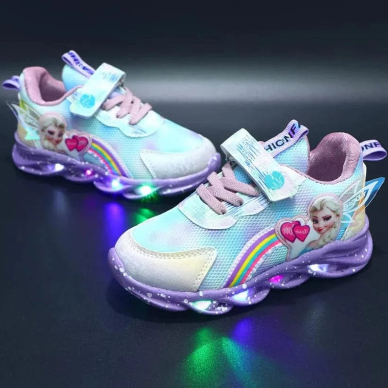 LED Lys Princess Elsa Sneakers Børn - Disney - Mesh - Frozen Sneakers Danmarkmode.dk