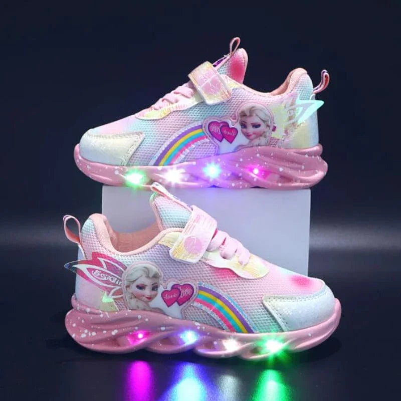 LED Lys Princess Elsa Sneakers Børn - Disney - Mesh - Frozen Sneakers Danmarkmode.dk