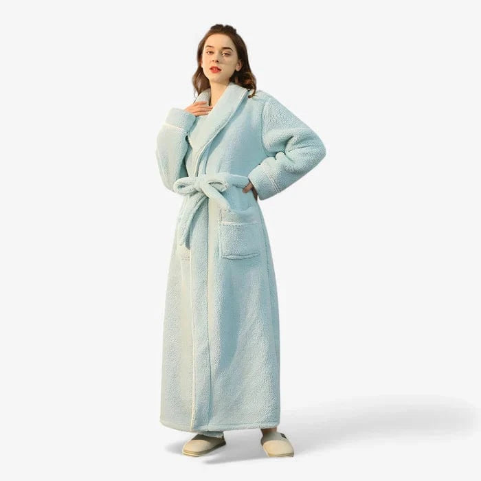 Letvægt Fleece Badekåbe - Unisex - Lang - Blød - Langærmet Bathrobe Danmarkmode.dk