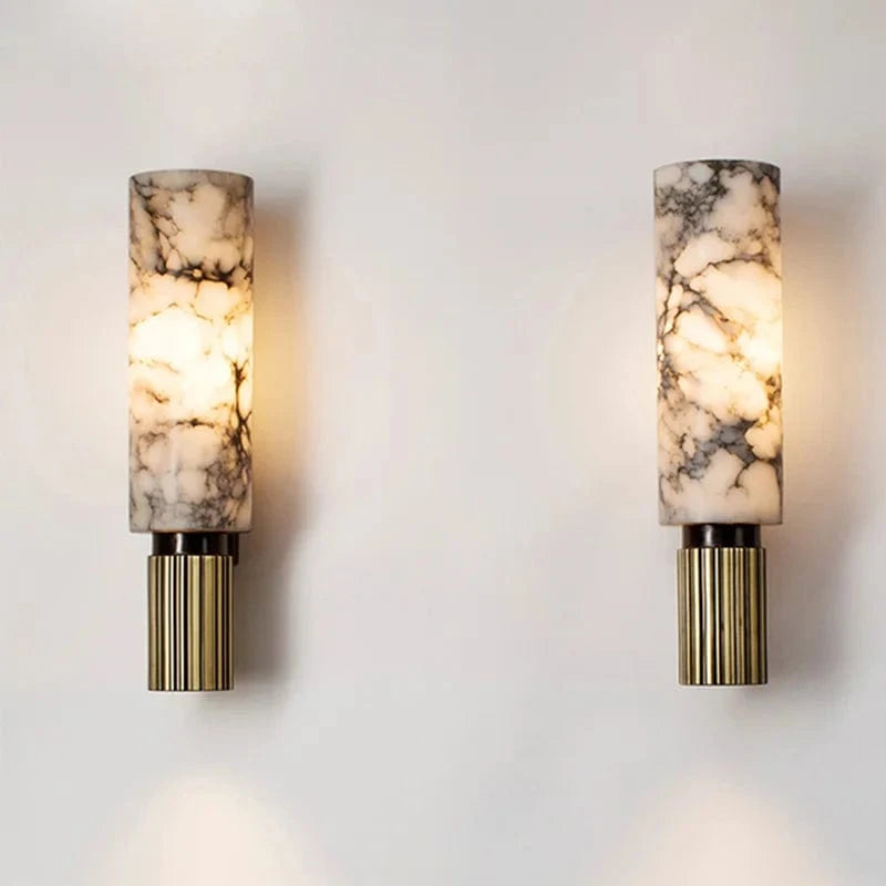 Lodret Montering Cylinder Marmor Væglampe - LED - Vandtæt Wall Light Fixtures Danmarkmode.dk