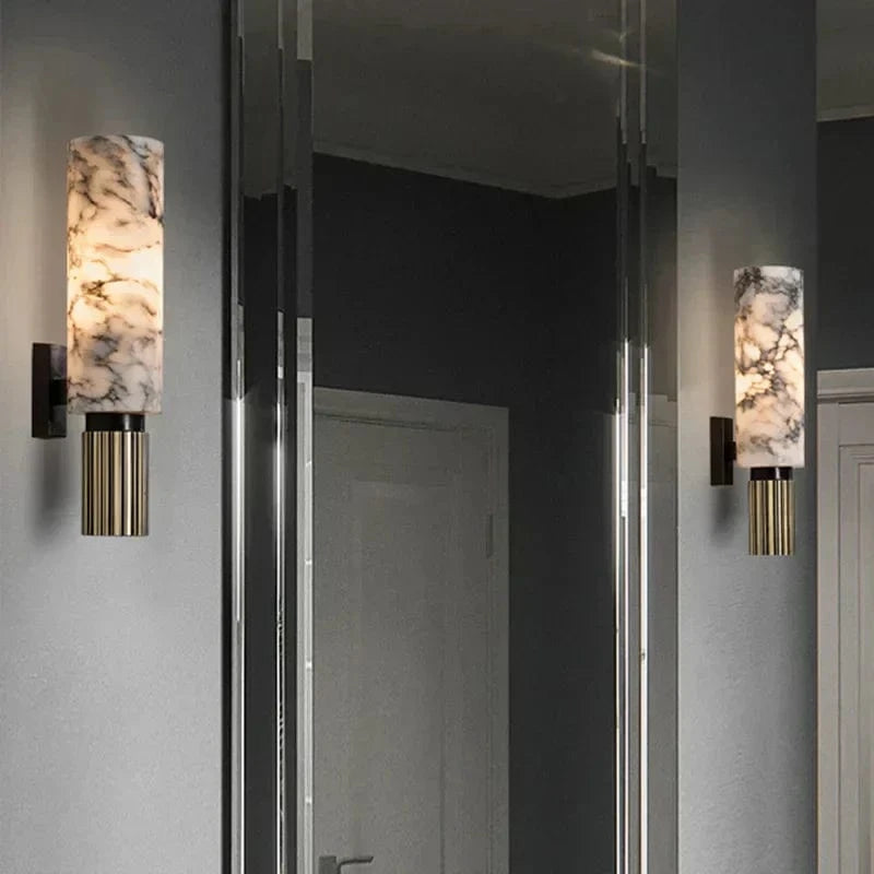 Lodret Montering Cylinder Marmor Væglampe - LED - Vandtæt Wall Light Fixtures Danmarkmode.dk