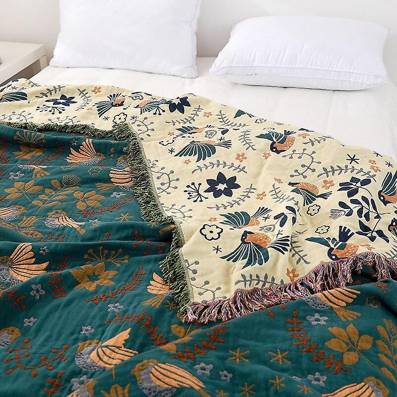 Luksuriøs Dobbeltsidet Plaid Tæppe - Boho - Tassel - Bomuld Blankets Danmarkmode.dk