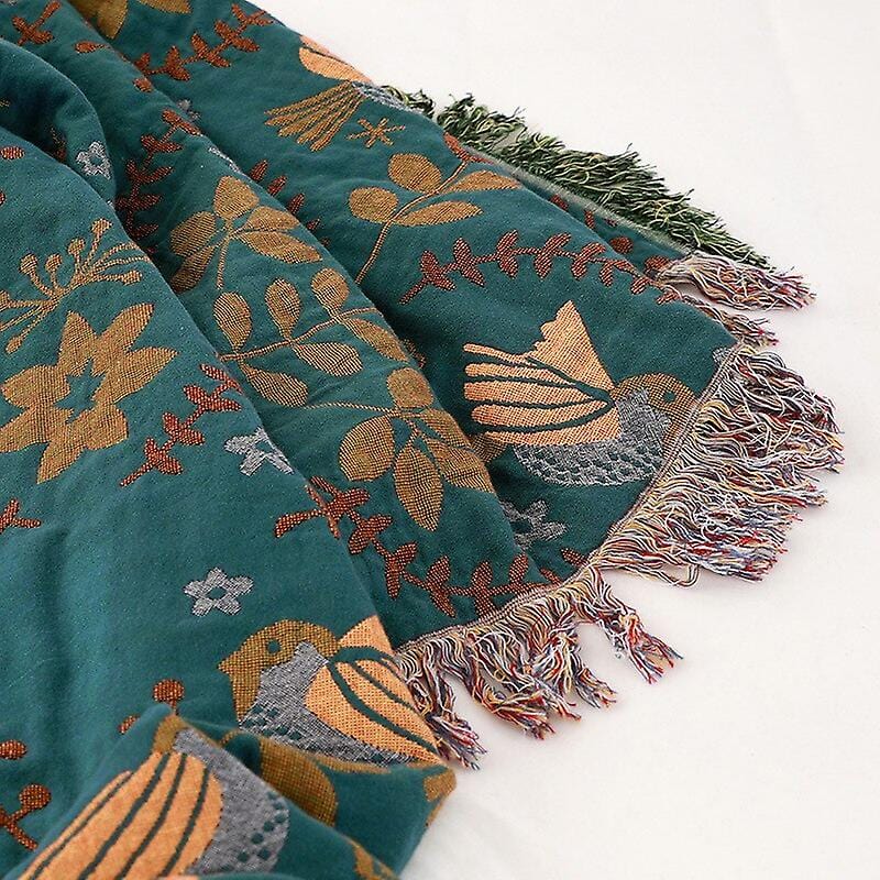Luksuriøs Dobbeltsidet Plaid Tæppe - Boho - Tassel - Bomuld Blankets Danmarkmode.dk