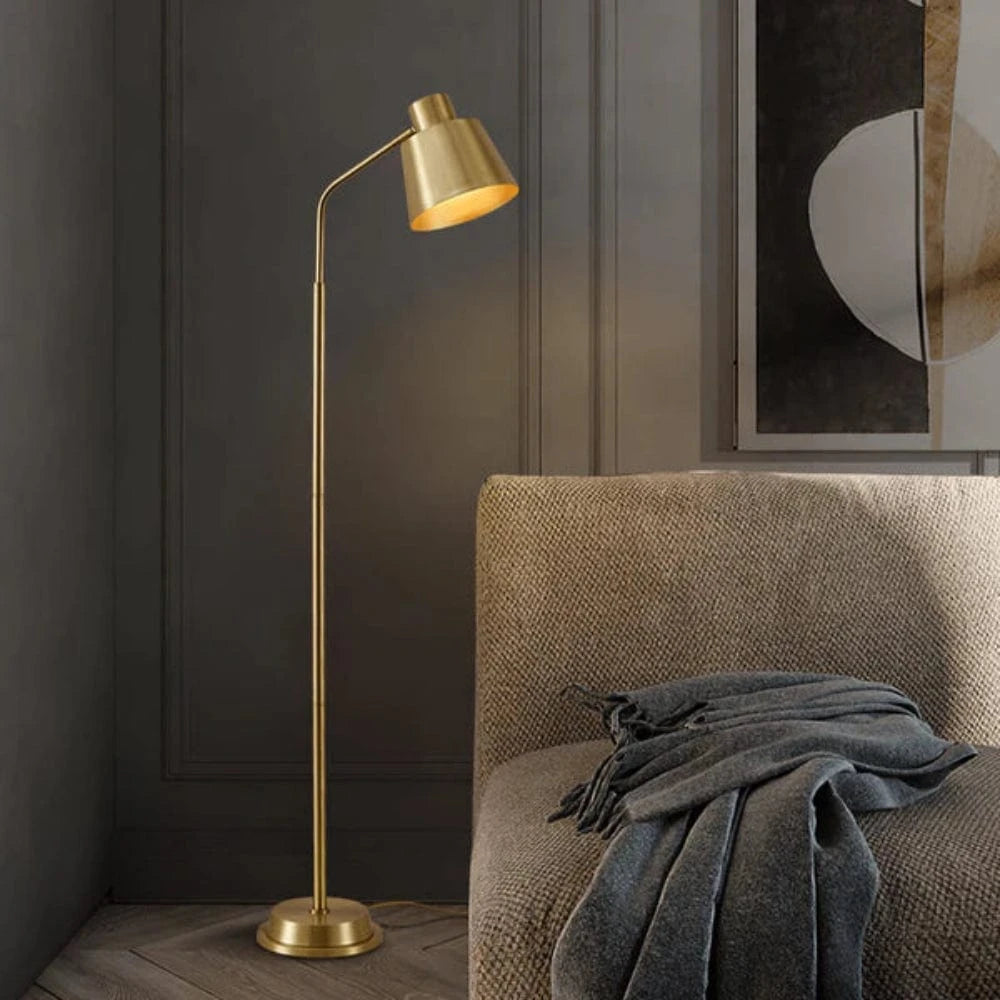 Luxuriøs Fuld Messing Gulvlampe - Retro - E27 Pære - Guld Floor Lamps Danmarkmode.dk
